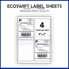 (4) 4 x 5 EcoSwift Laser/Ink Address Shipping Adhesive Labels 4 per sheet