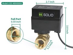 U.S. Solid Motorized Ball Valve with Indicator Lights 1/2 in Brass 9-36V N/O