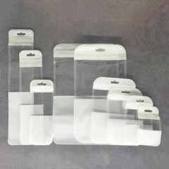 100-200 Clear & White Flat Storage Pouch with Butterfly Hang Hole Packaging Bags