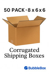 50 Pack 8x6x6 Corrugated Shipping Boxes Cardboard Mailer Carton 26 ECT
