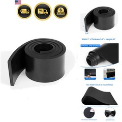 Solid Rubber Strips Rolls, 1/4″ Thick x 1″ Wide x 48″ Long Sheets Perfect for…