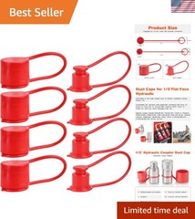 Dust Caps Plugs for 1/2″ Flat Face Hydraulic Quick Coupler, Red Rubber Covers…