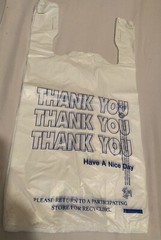 Bags 1/6 Large 21 x 6.5 x 11.5 White THANK YOU T-Shirt Plastic Shopping Grocery