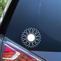 White Sunflower Vinyl Decal for Cars Trucks Vans Walls Laptop | Flower Floral St