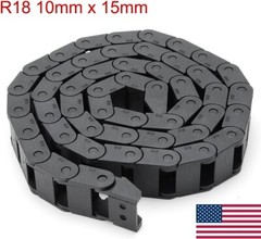 R18 10 x 15mm Inner H*Inner W Black Plastic Cable Wire Carrier Drag Chain 1M HO