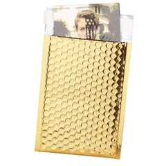 250 #0 Glamour Metallic Gold Poly Bubble Mailers Envelopes Bags 6×10 DVD Wide CD