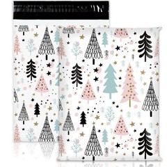 100Pcs Christmas Poly Mailer 10 x 13 Inch Pastel Xmas Tree Packaging Bags Sel…
