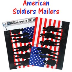 10×13″ Military Soldier Patriotic Flag Poly Mailers, Flat Shipping Envelope Bags