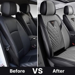 2022-2026 Genesis GV70 Waterproof Leather Car Seat Covers Full Set Gray Black