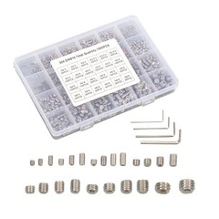 1500PCS Fully Threaded Hex Socket Set Screw Assortment Kit 304 Hex Socket Set