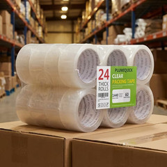 24 Rolls Clear Packaging Shipping Packing Tape Strong Adhesive