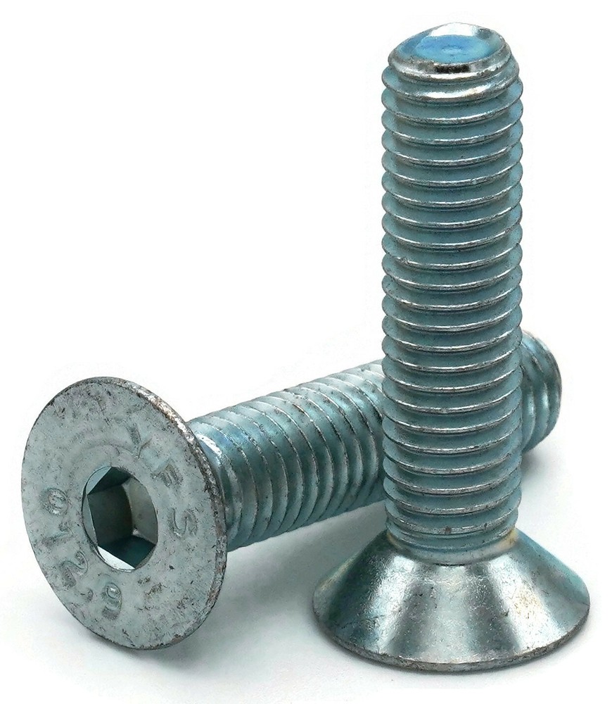 M12-1.75 Flat Head Socket Cap Screws Allen Bolt Class 12.9 Zinc ISO 4762/DIN 912
