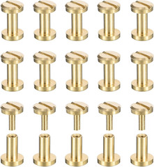 30Pack Brass Chicago Screws, 6X6Mm Flat Head Screw Back Binding Post Nail Stud R