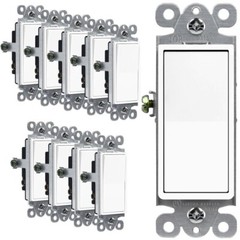 15A Single Pole Wall Light Switch On/Off Decora Rocker Paddle UL Listed 10 Pack