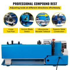 🔥VEVOR 550W Mini Metal Lathe Machine Tool 7″x14″ Variable Speed 2250RPM Tool