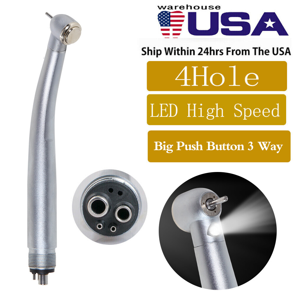 BURR LED Dental Turbina Fiber Optic High Speed E-generator Handpiece 4 Holes cz