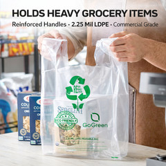 Bags 1/6 Large 21 x 6.5 x 11.5 Clear Reusable Extra Heavy Plastic T-Shirt Bag