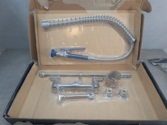 Waterloo 1.15 GPM Wall-Mounted Pre-Rinse Faucet with 8″ Centers.
