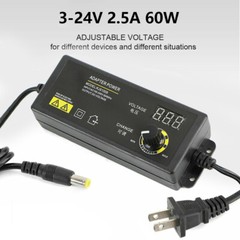 60W Power Supply Adjustable Variable Voltage DC 3V~24V Universal AC/DC Adapter