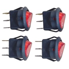 4/8/12PC For SPST 3Pin ON/OFF Round Rocker Switch With Red Neon Lamp 10A 125VAC