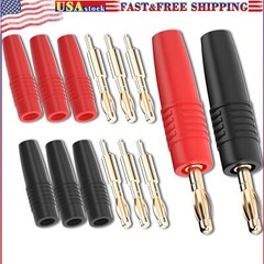 8 Pack 4mm Banana Plug Male Connector Gold Plated Solder Type Adapter for DIY