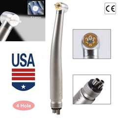 Dental LED Handpiece High Speed Push Button 2/4 Hole Fiber Optic with 6 Light