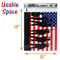 10×13″ Military Soldier Patriotic Flag Poly Mailers, Flat Shipping Envelope Bags
