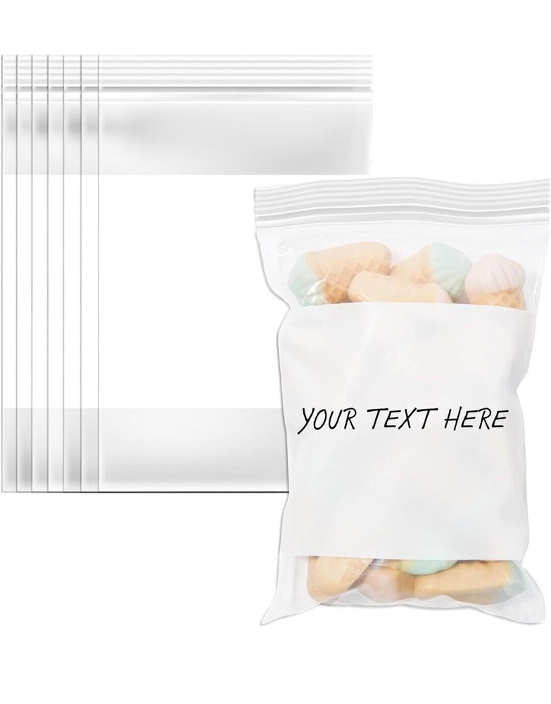1000/PCS White Block 8″x10″ Clear Reclosable Seal Bag Plastic Zip Lock Bags 2Mil
