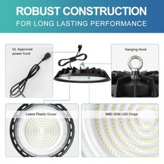 6 Pcs 300W UFO Led High Bay Light 5000K Industrial Warehouse Commercial Lights