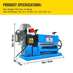 VEVOR Electric Wire Stripping Machine 1.5-38mm Cable Stripper 0.06″-1.5″ 1/2HP