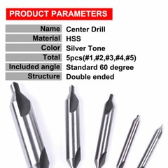 5PCS Center Drill Countersink Pilot Bit Lathe Set Drill Bit HSS Metal US Stock