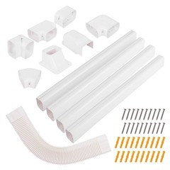 4″ PVC Decorative Mini Split Line Set Cover w/ Flexible Duct & Straight Duct