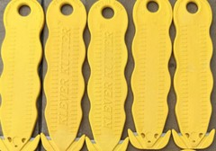 Lot of 5 KLEVER Safety Cutter 4 5/8” Lg Contoured Handle Textured Steel Yellow