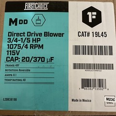 FirstChoice Direct Drive Blower Motor 1/5-3/4 HP, 115V, KO55UJC1144012J, 19L45