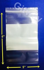 1000 8″ x 5″ White Block Writeable Resealable Zip Seal Lock Plastic Bags 4miL