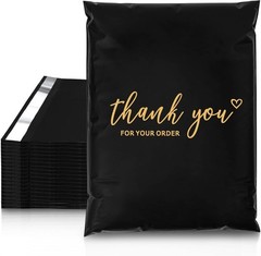 JinRuiKJ Thank You Poly Mailer 10×13 Inch 100 PCS, 10*13inch 100pcs, Black