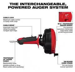 Milwaukee TRAPSNAKE 25 Ft. Auger with CABLE DRIVE Drain Cleaner