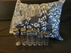 1000 pc – 20 mm Black Aluminum Crimp Flip Off seal + 1000 Gray Butyl Stoppers